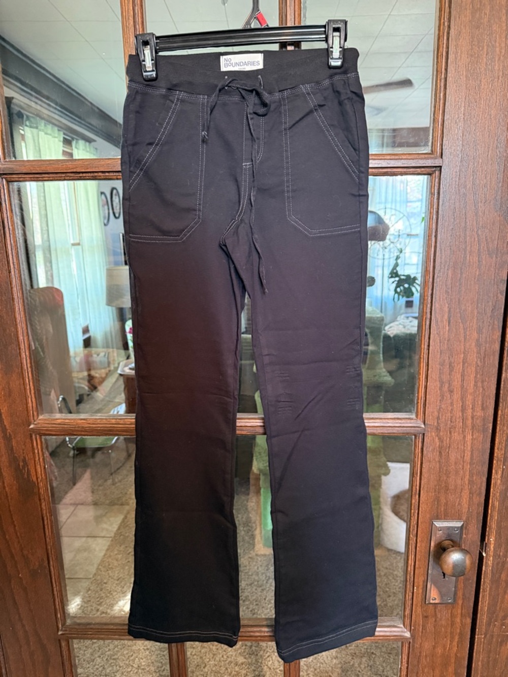 No Boundaries Womens Black Utility Straight Leg Pants Contrast Stitch XXS‎ 00